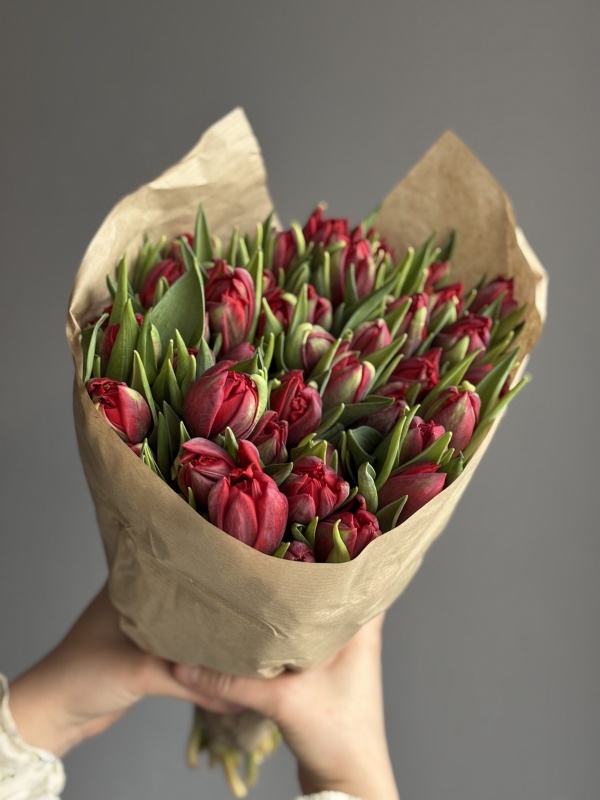 Тюльпаны пионовидные красные