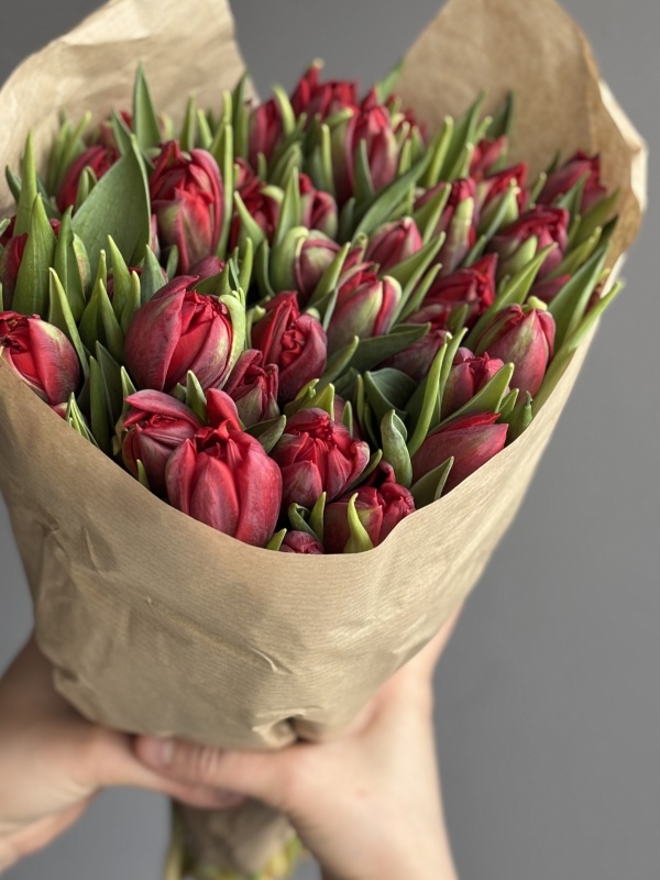 Тюльпаны пионовидные красные